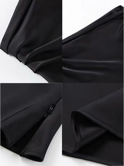 Reenus Flowy Hem One Shoulder Satin Top