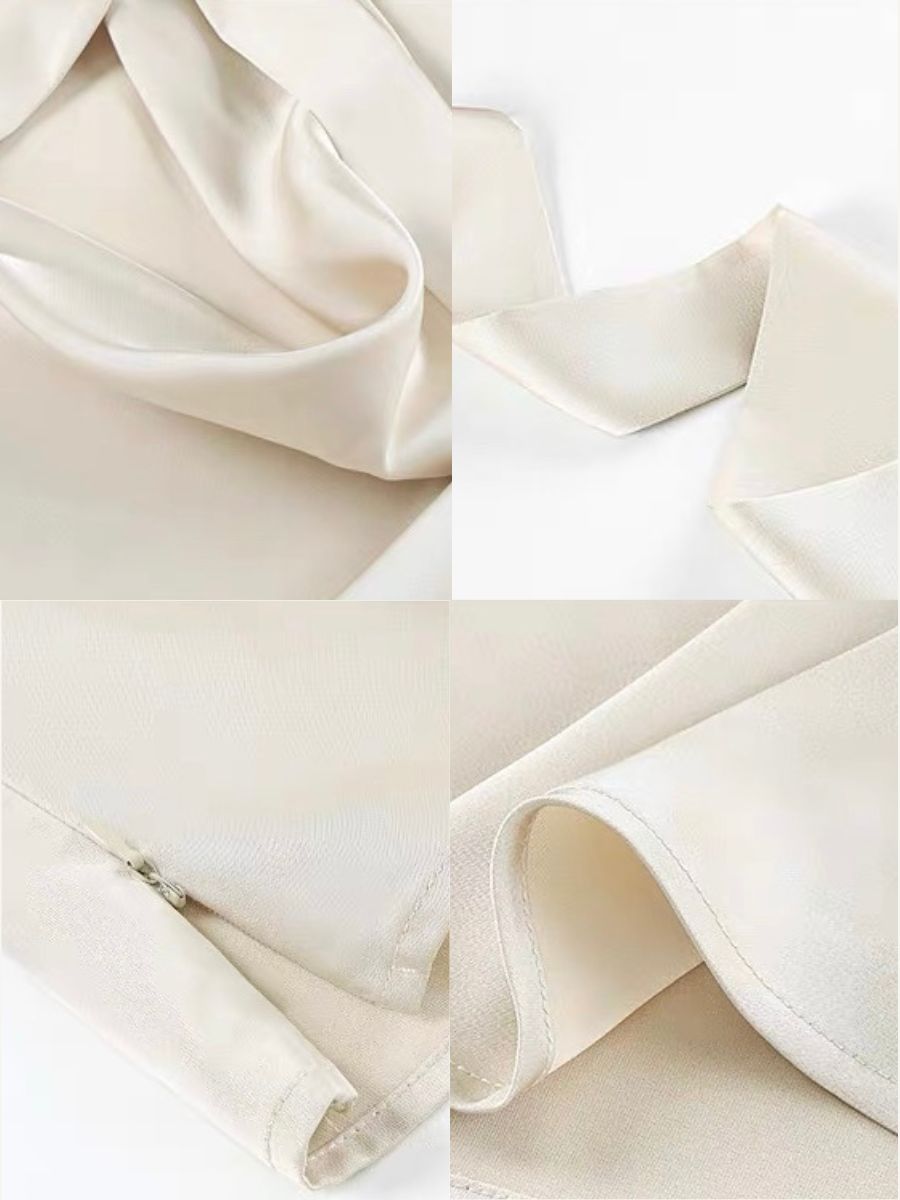 Ralynnsa Swing Collar Tie Back Satin Top & Bias Cutting Skirt (Sold seperately)