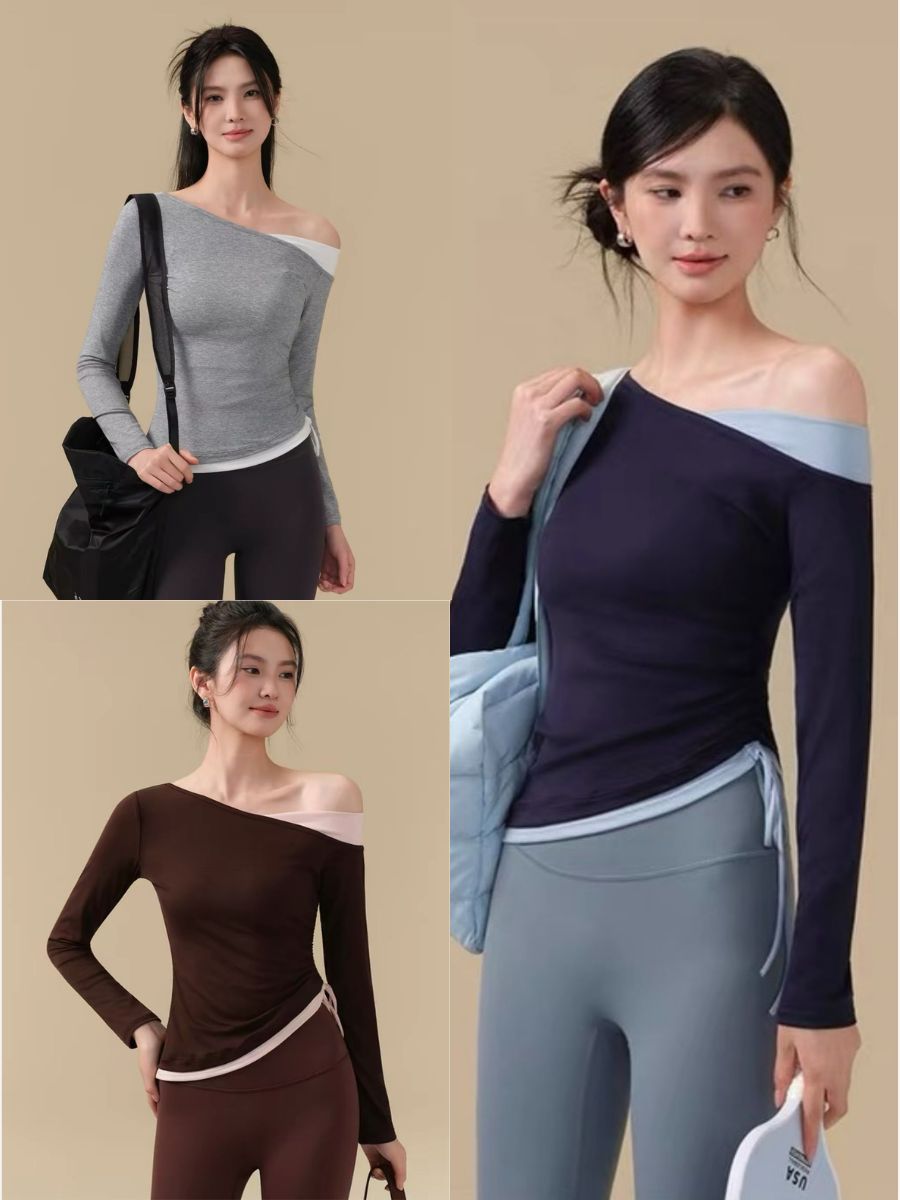 Scarlett One Shoulder Sude Ruched Active Top