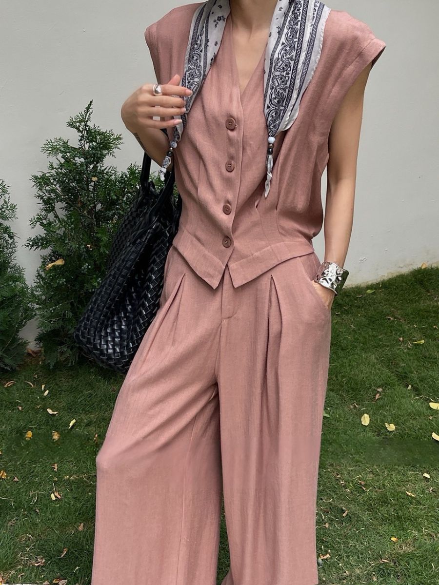 Alianna Vest and Wide Leg Pants Set
