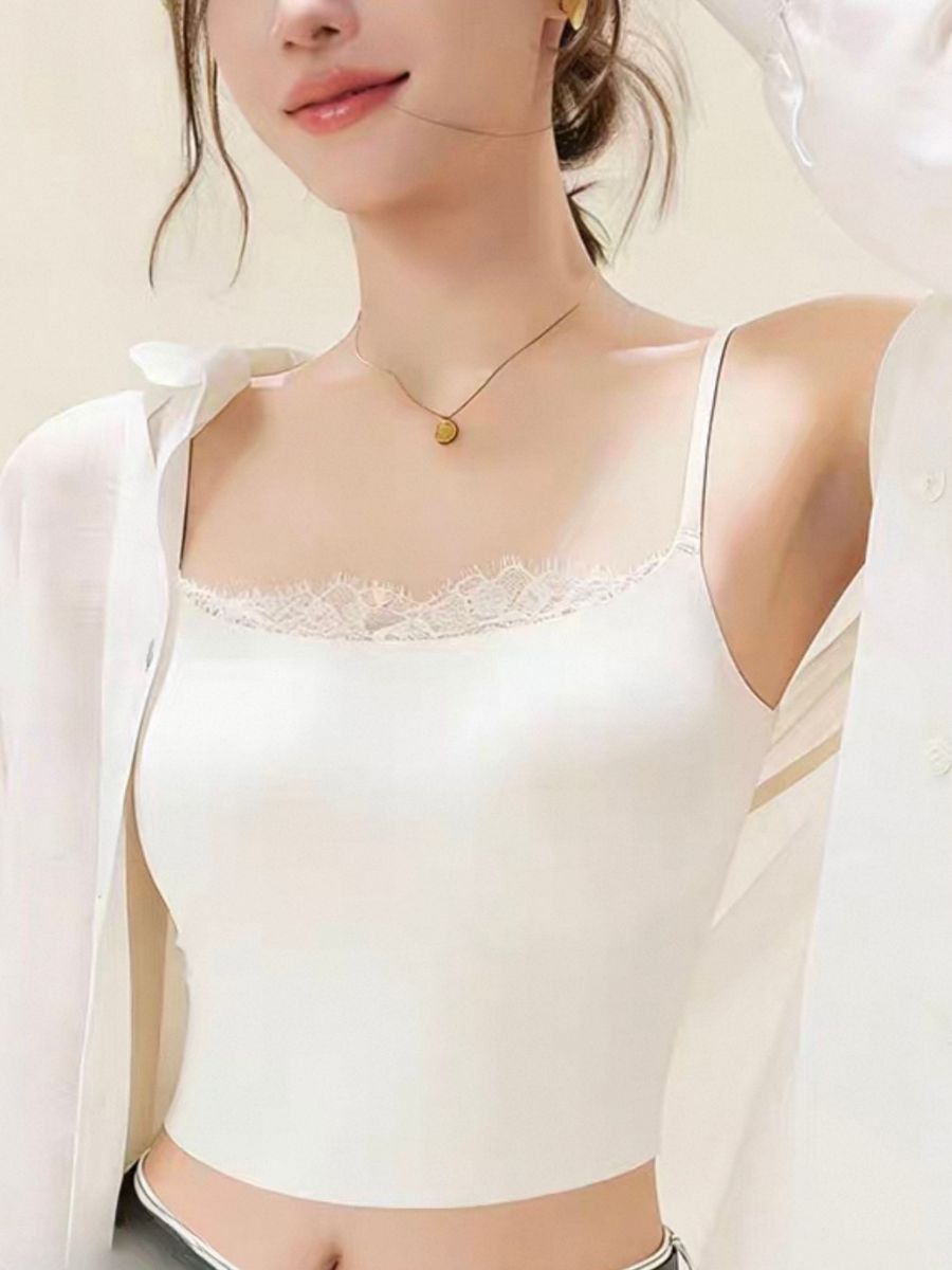Euphemie Lacey Trim Padded Crop Top