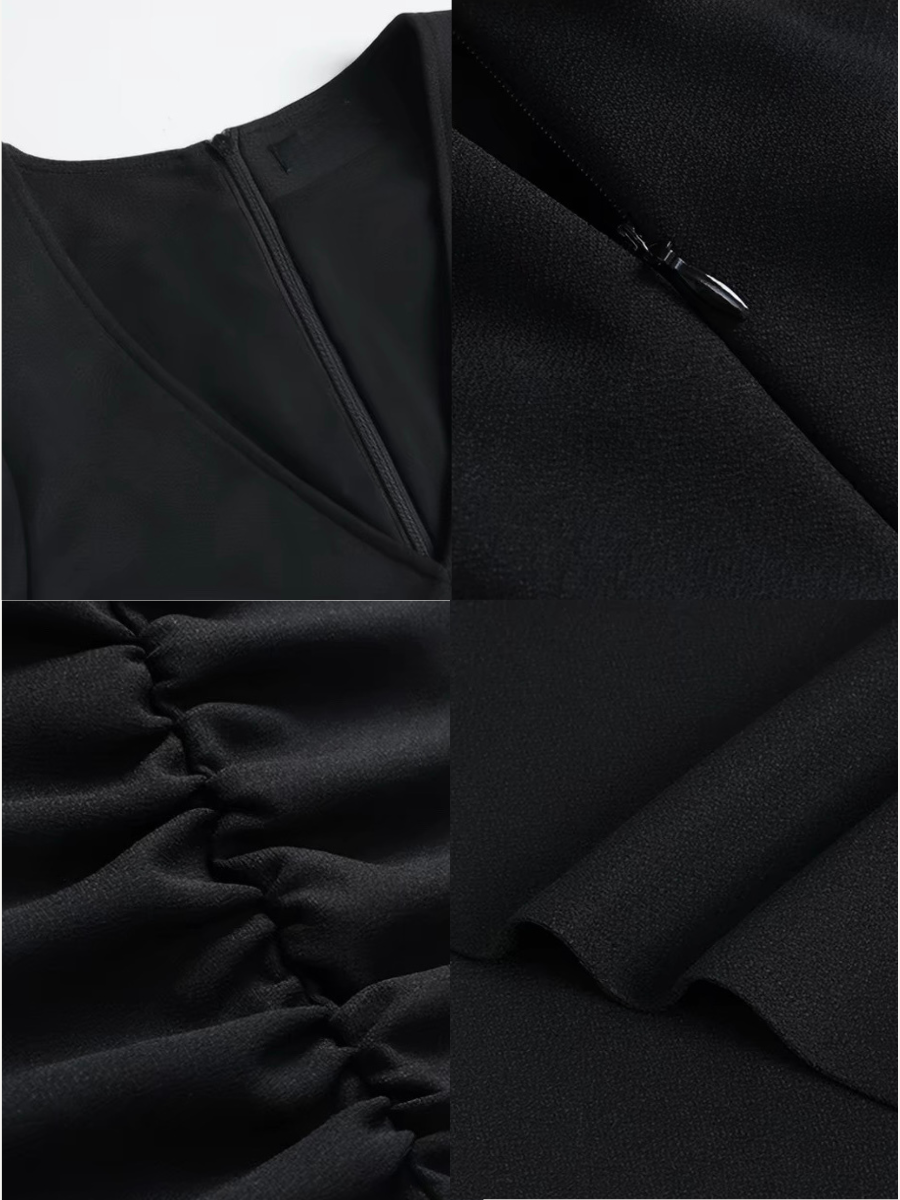 Vaiana V-Neck Ruched-Front Maxi Dress