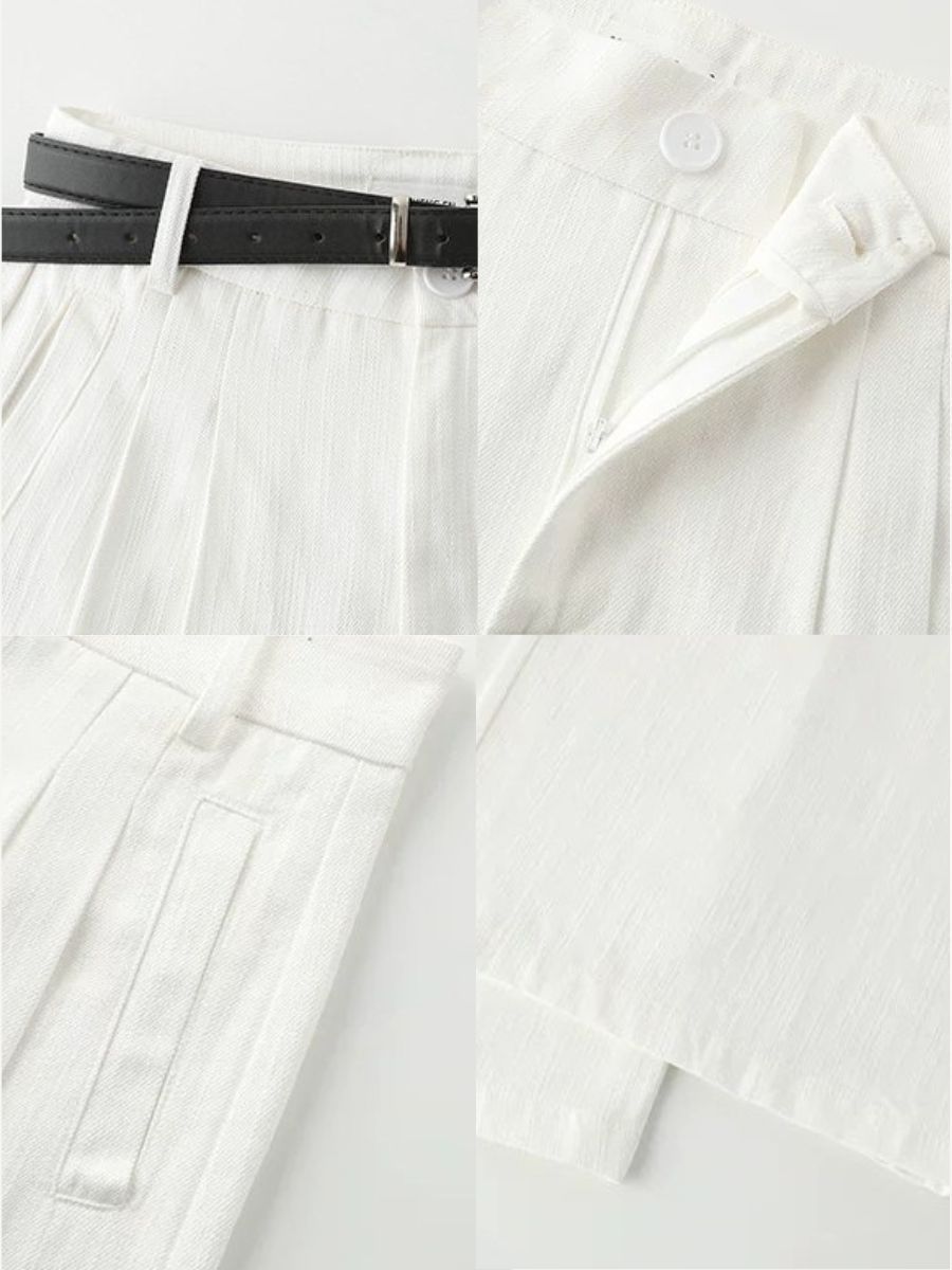 Darren Textured Belted Wide Leg Pants