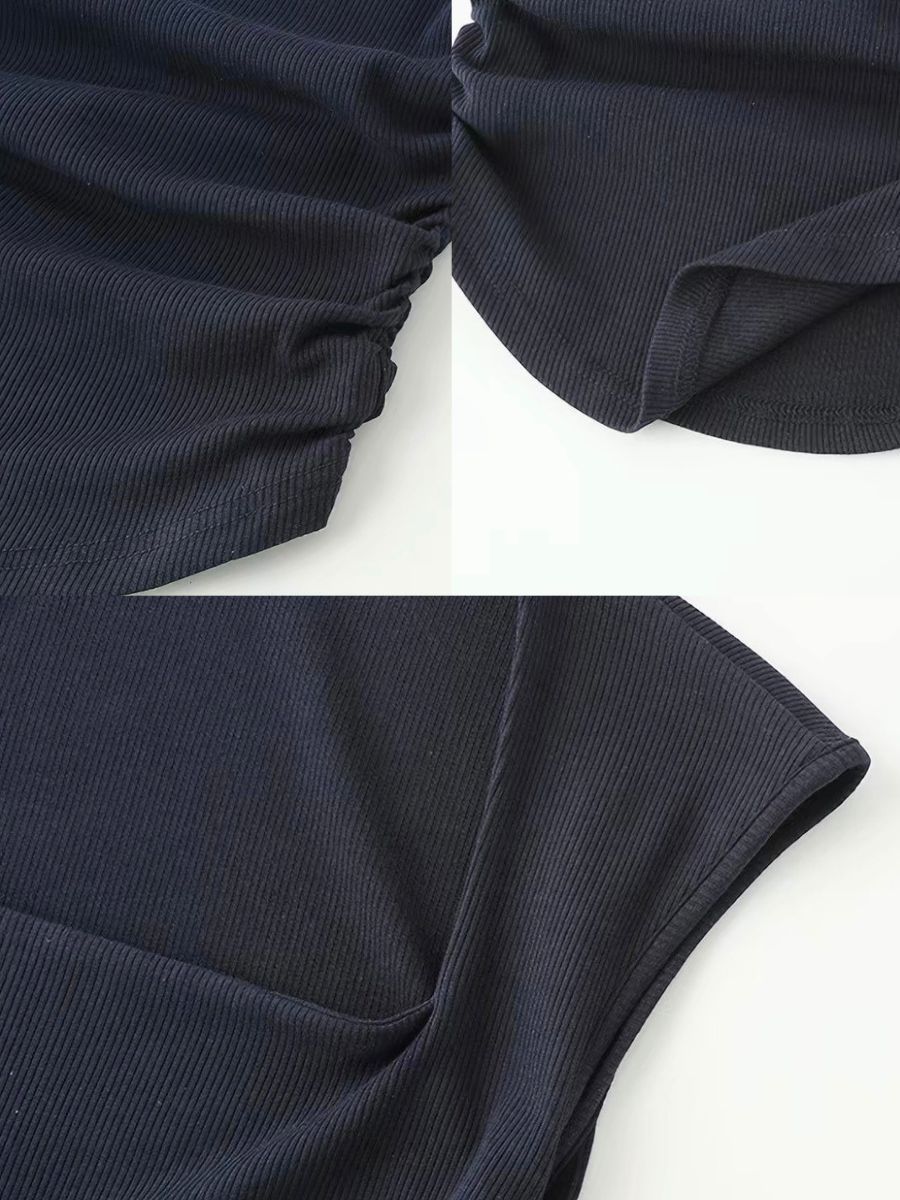 Dobby Queen Anne Neckline Waistline Knit Top