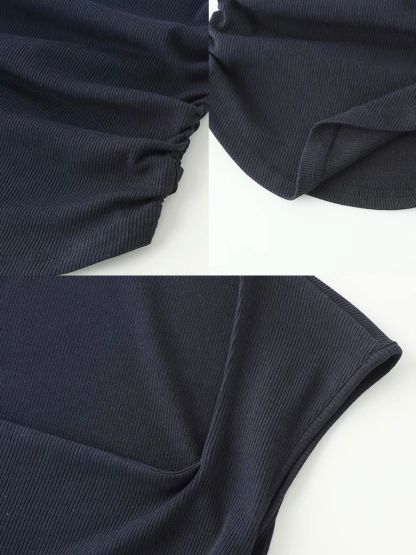 Dobby Queen Anne Neckline Waistline Knit Top