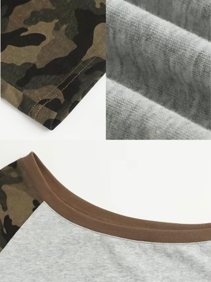 Georgy Camo-Sleeve Raglan Top