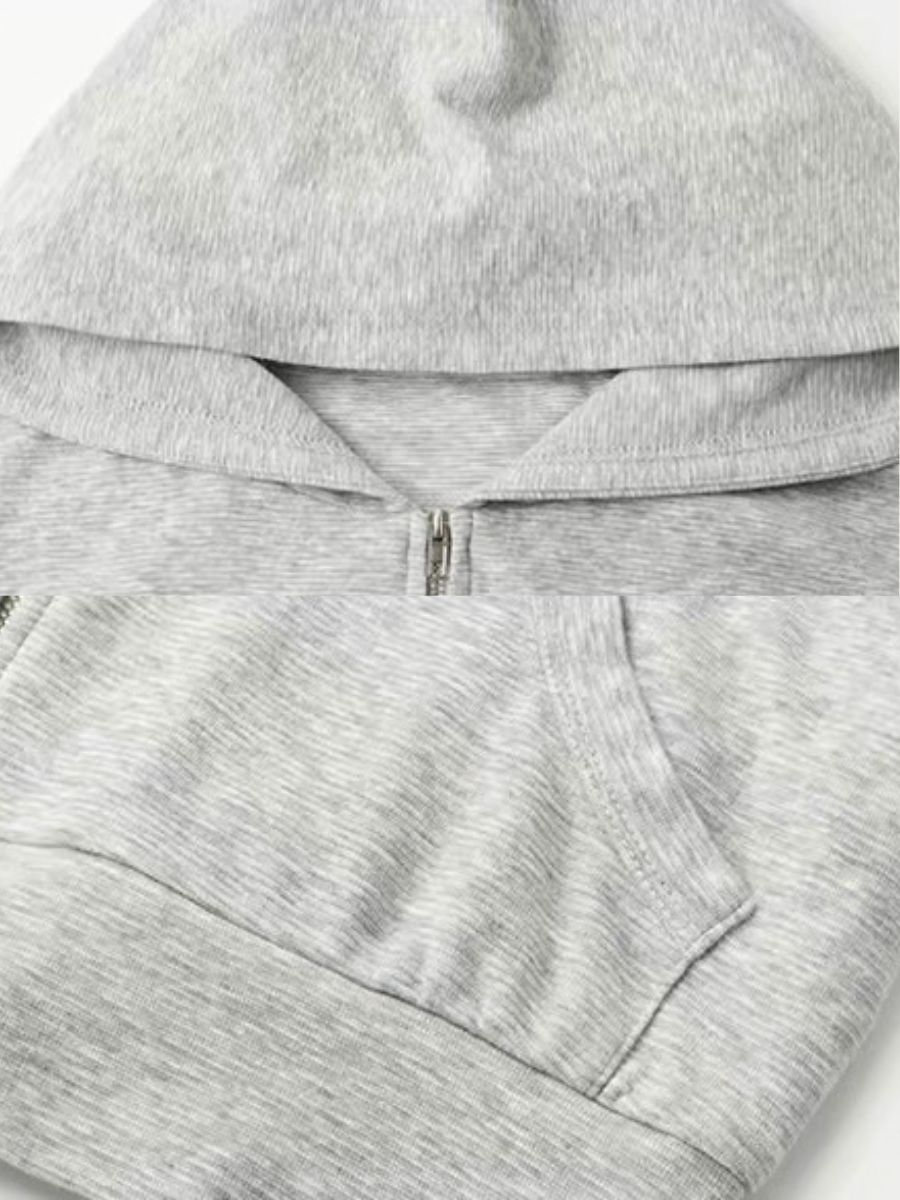 Goergeta Zip Hoodie & Ruched Mini Skirt (Sold Seperately)
