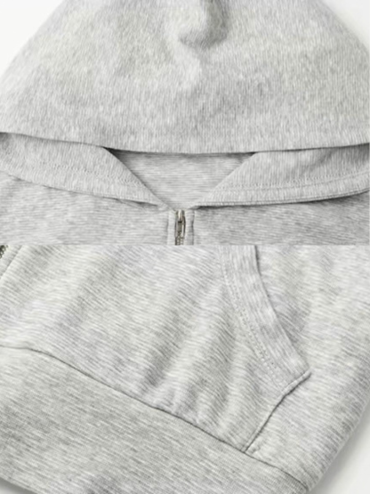 Goergeta Zip Hoodie & Ruched Mini Skirt (Sold Seperately)