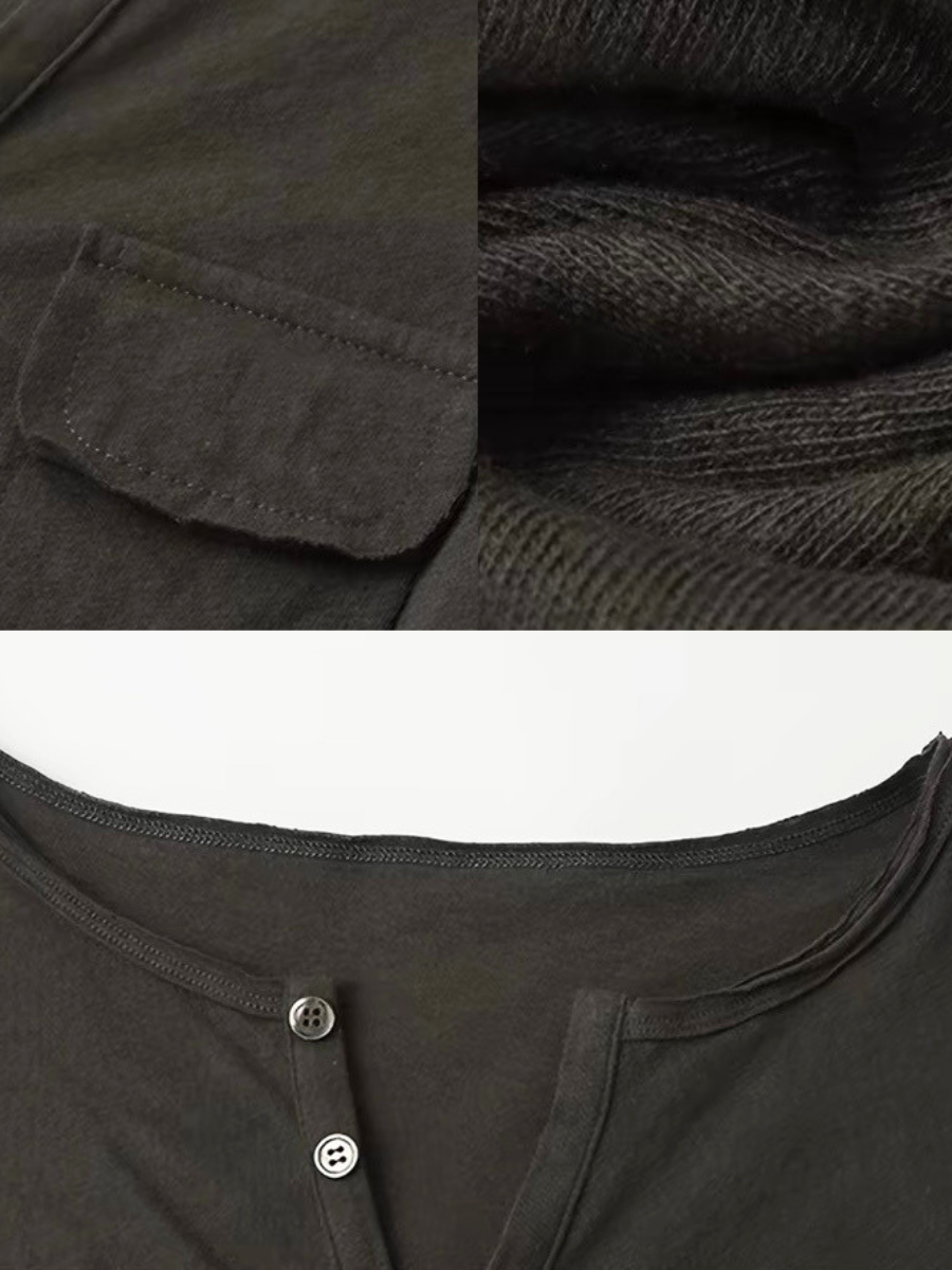 Gittan Utility-Pocket Henley Fitted Tee