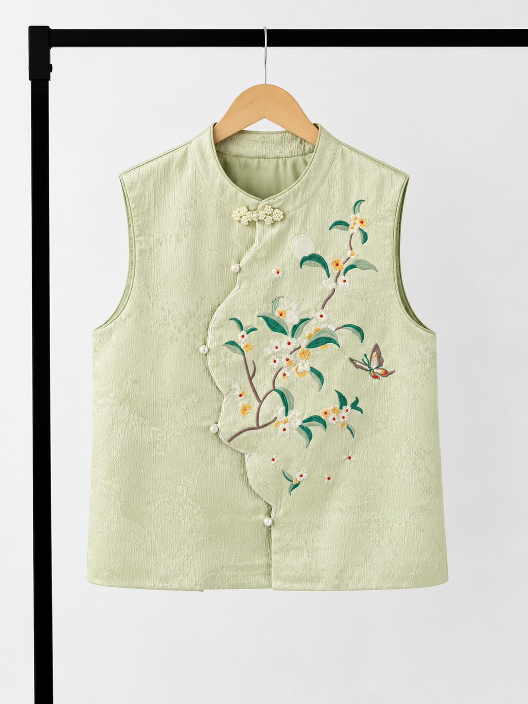 Yi Ning Floral-Embroidered Jacquard Vest