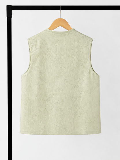 Yi Ning Floral-Embroidered Jacquard Vest