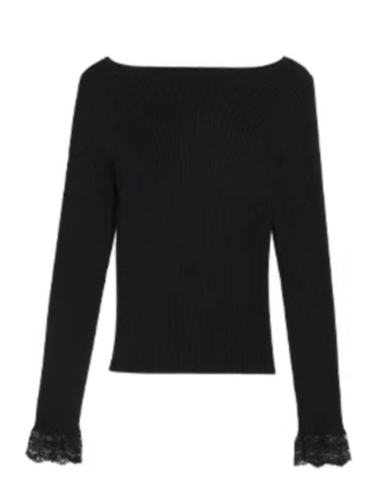 Julius Lacey Trim Kint Top-The Black Bow-