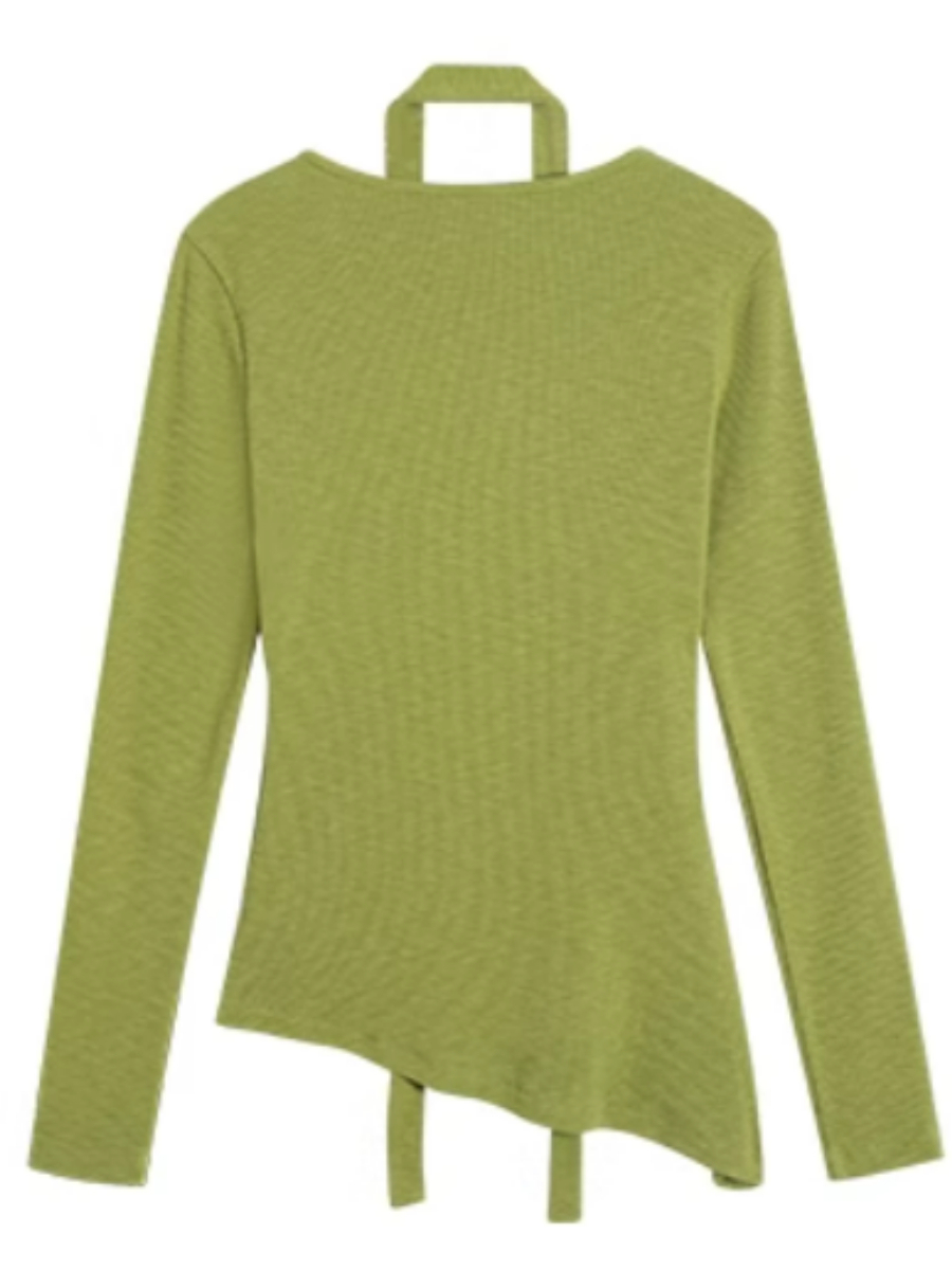 Jeysiah Neck Tie Knit Top-The Black Bow-