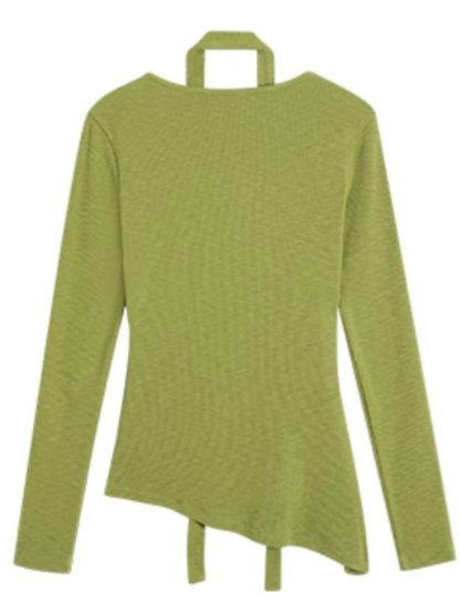 Jeysiah Neck Tie Knit Top-The Black Bow-