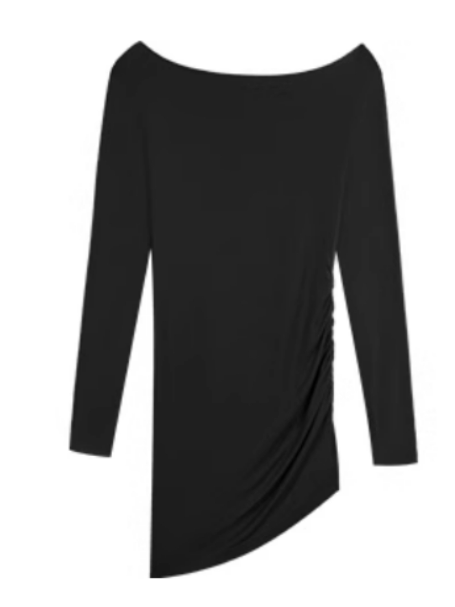 Joell One Shoulder Two Way Top/ Mini Dress-The Black Bow-