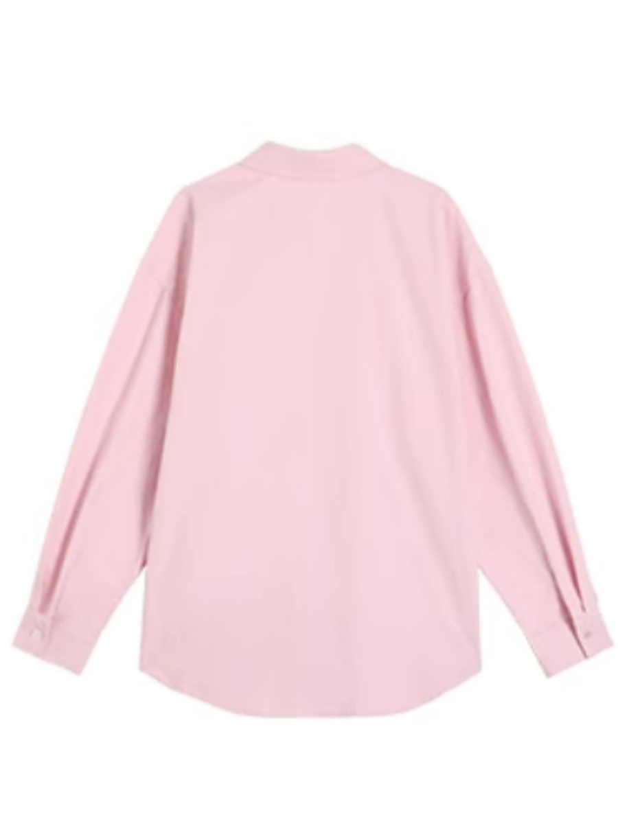 Jennya Oversized Plain Cotton Shirt-The Black Bow-