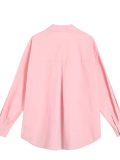 Kenna Oversized Cotton Shirt with Pocket-The Black Bow-