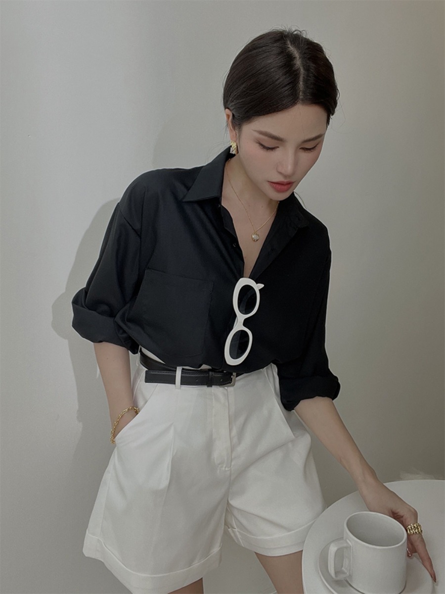 Eumi Drop Shoulder Shirt-The Black Bow-