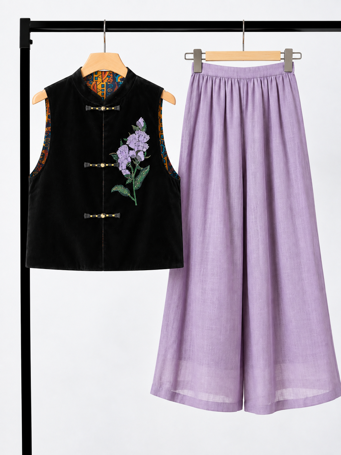 Yan Man Reversible Sequin-Floral Silk-Velvet Oriental Vest