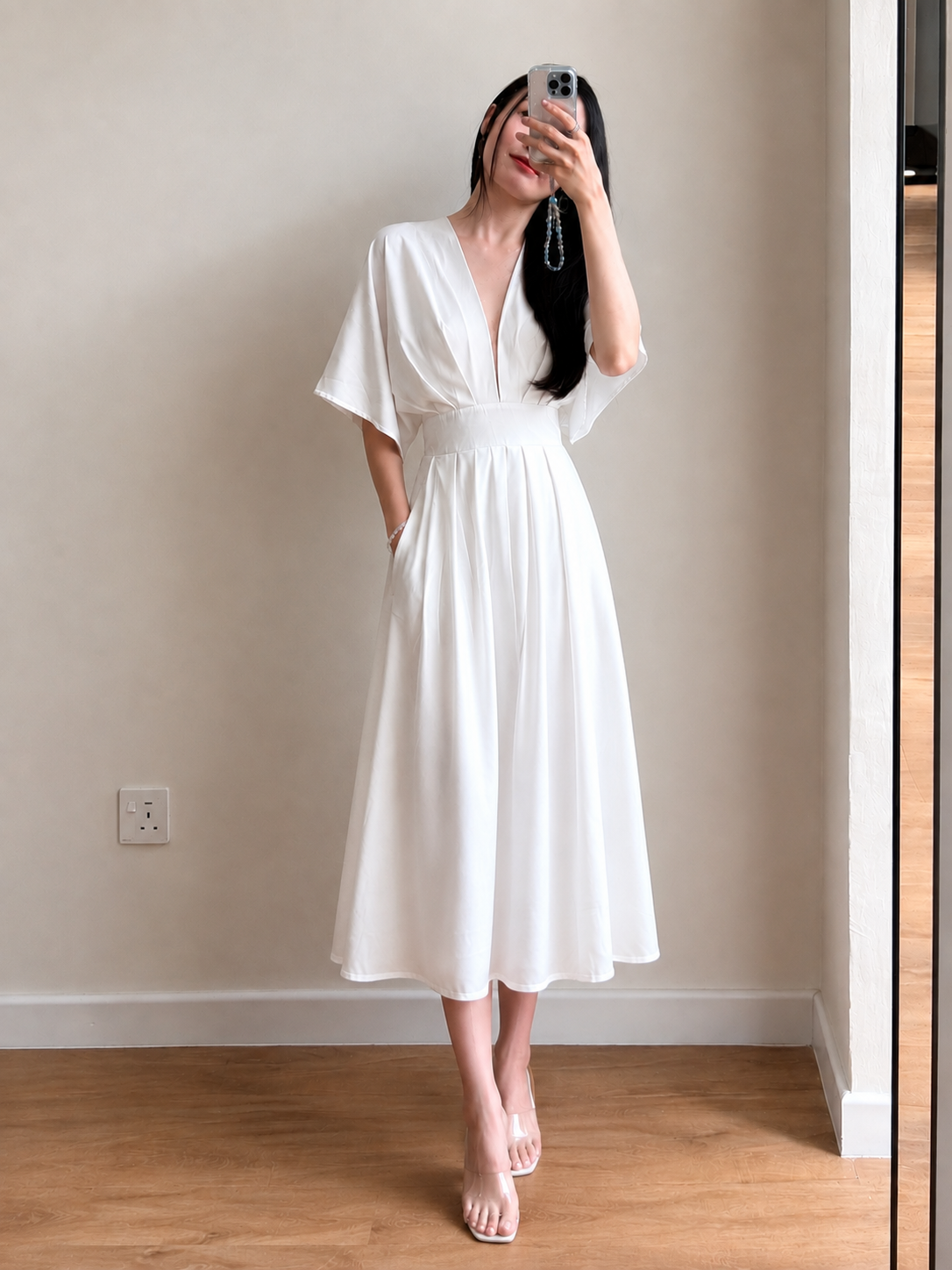 Violet Structured V-Neck Dress (Discounted-S, M, L & XL size)