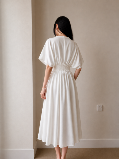 Violet Structured V-Neck Dress (Discounted-S, M, L & XL size)