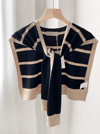 Olwin Color Block Shawl (Striped)-The Black Bow-