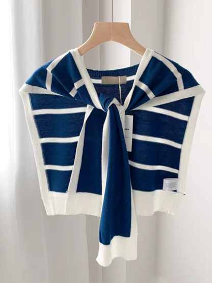 Olwin Color Block Shawl (Striped)-The Black Bow-