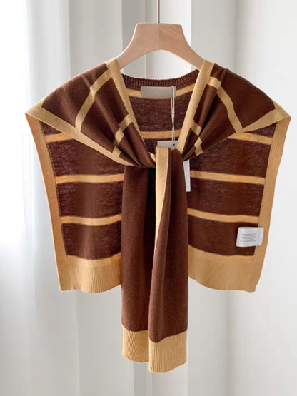 Olwin Color Block Shawl (Striped)-The Black Bow-