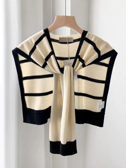 Olwin Color Block Shawl (Striped)-The Black Bow-