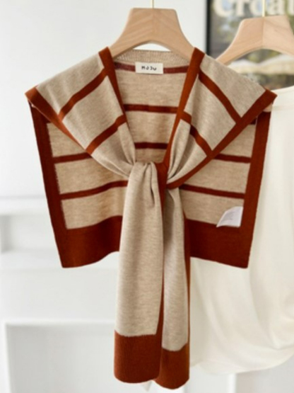 Olwin Color Block Shawl (Striped)-The Black Bow-