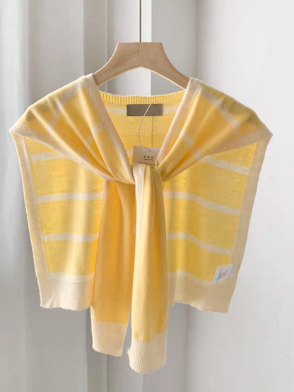 Olwin Color Block Shawl (Striped)-The Black Bow-