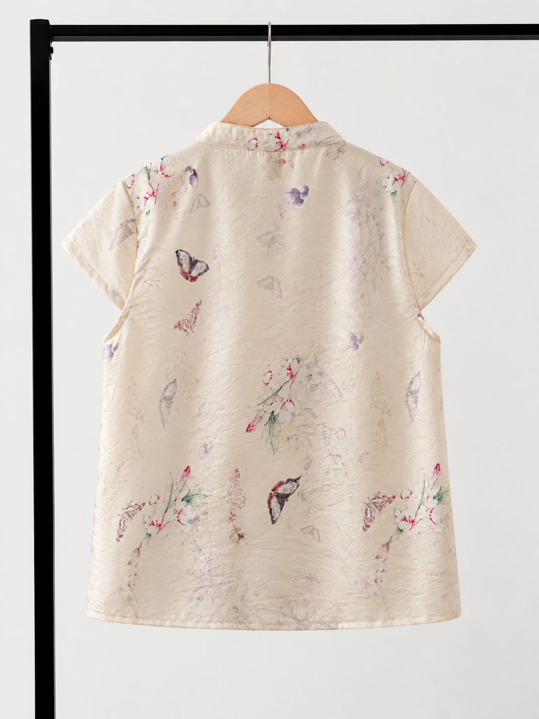 Yu Han Floral-Print Mandarin-Collar Blouse