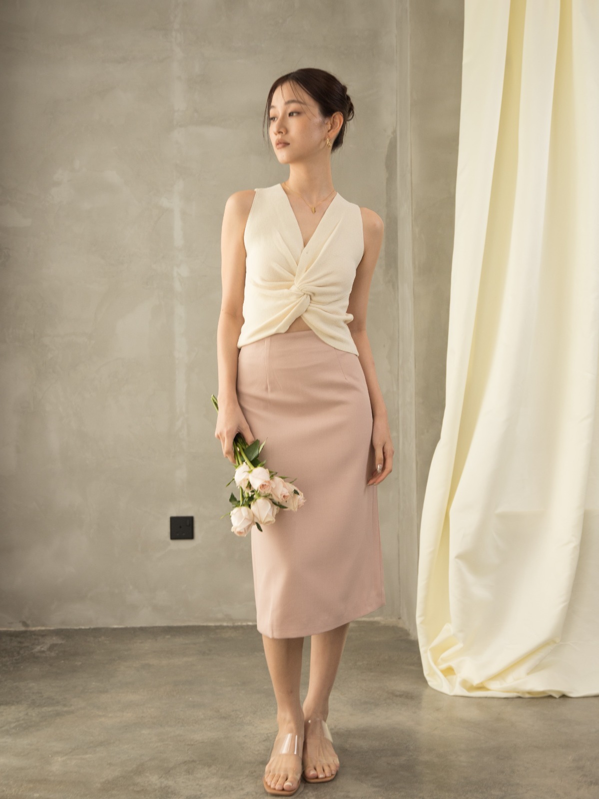 Odilon Front Knot Crop Top-The Black Bow-