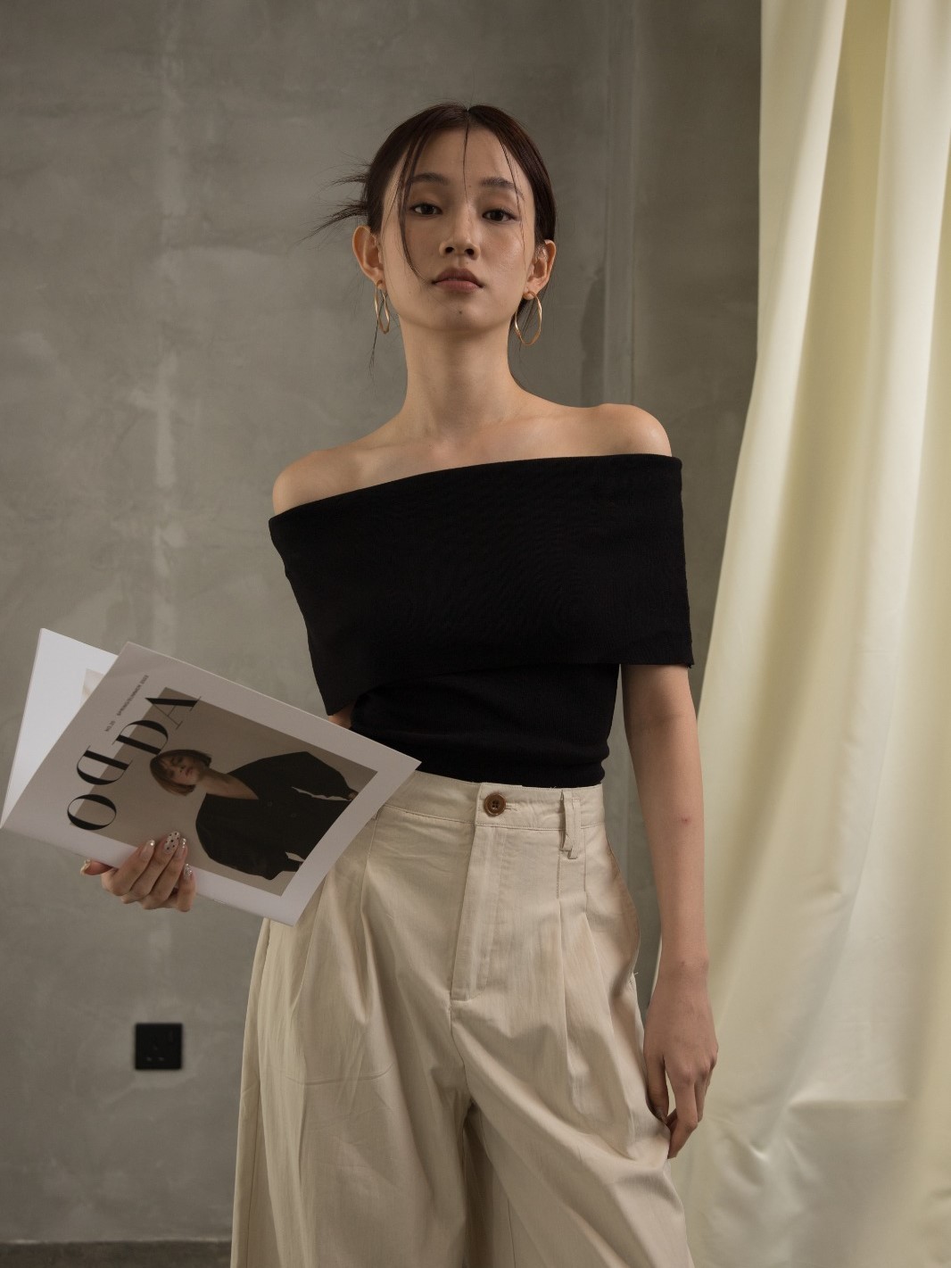 Gatane Off Shoulder Knit Top-The Black Bow-