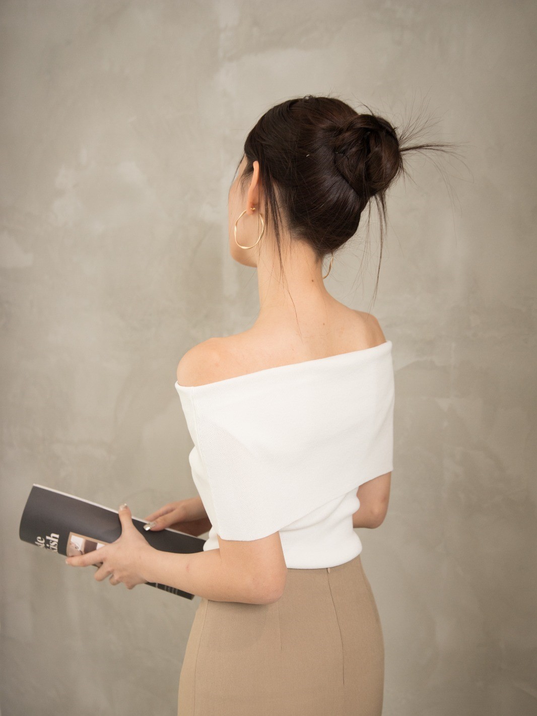 Gatane Off Shoulder Knit Top-The Black Bow-