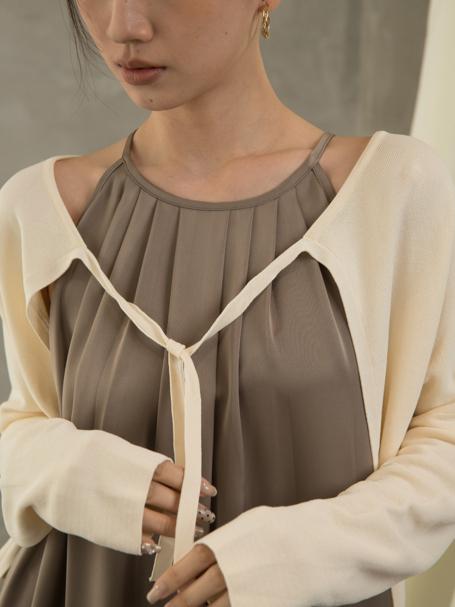 Gynna Double Tie Knit Cardigan (Discounted-Free size)-The Black Bow-