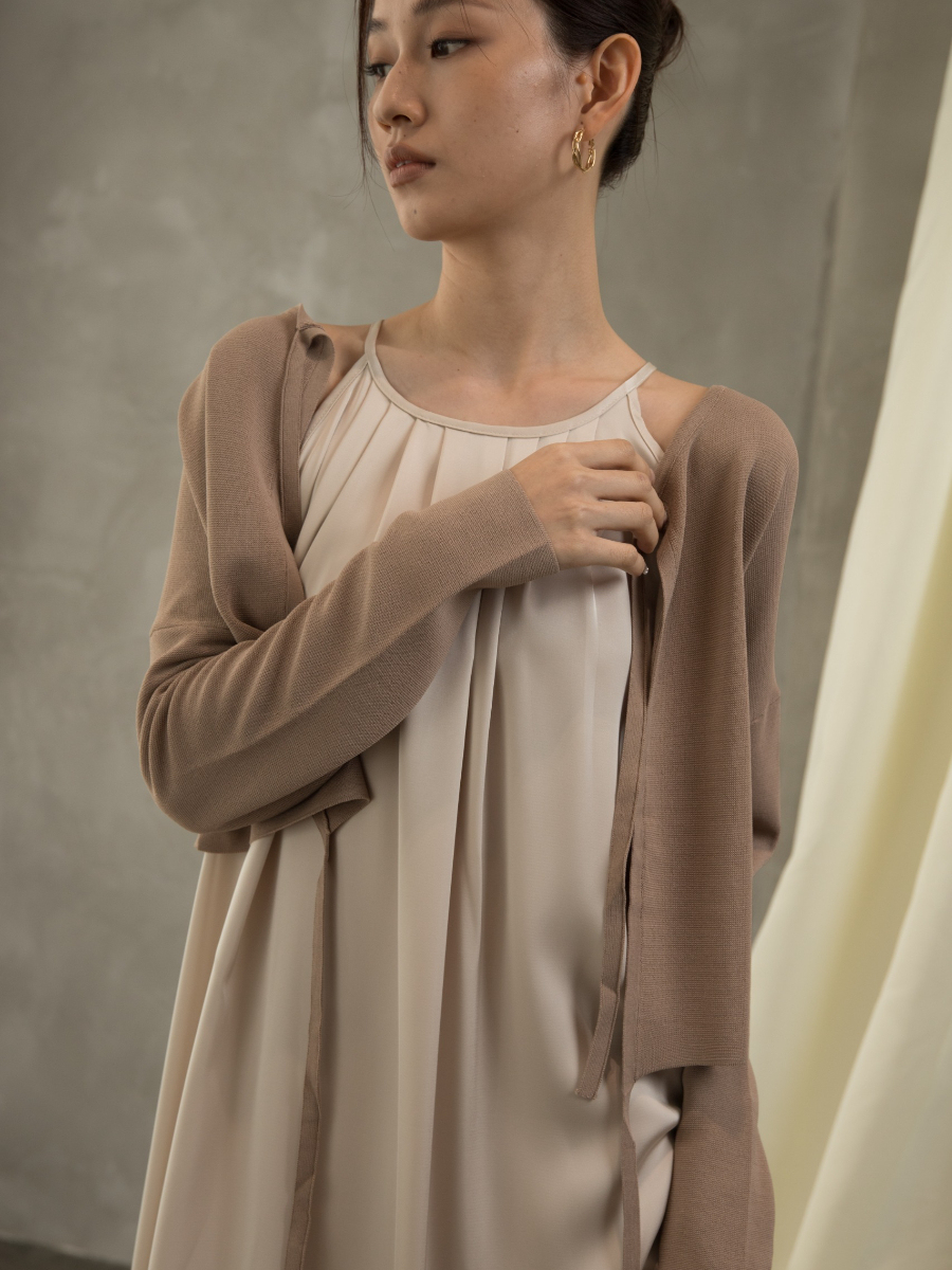 Gynna Double Tie Knit Cardigan (Discounted-Free size)-The Black Bow-
