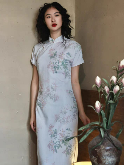 Ya Zi Half Placket Cheongsam-The Black Bow-