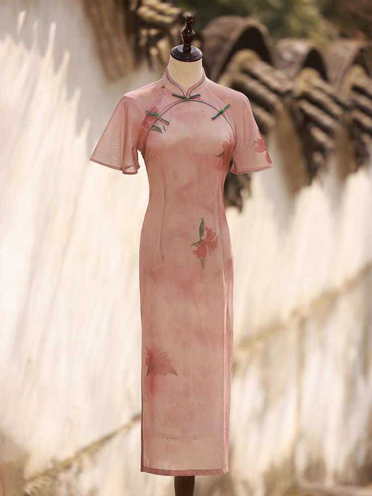 Ya Jie Flounce Sleeve Floral Cheongsam