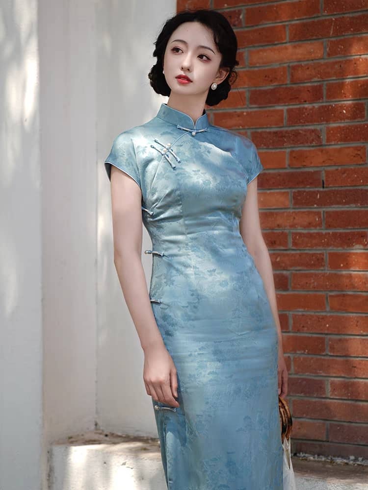 Ya Qing Jacquard Cheongsam-The Black Bow-