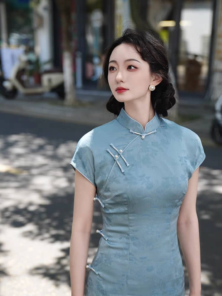 Ya Qing Jacquard Cheongsam-The Black Bow-