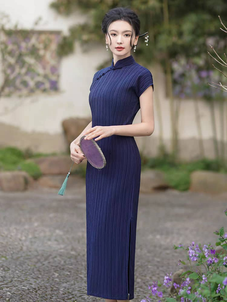 Ya Shen Stripe Cheongsam-The Black Bow-