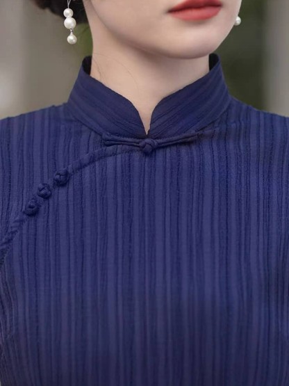 Ya Shen Stripe Cheongsam-The Black Bow-