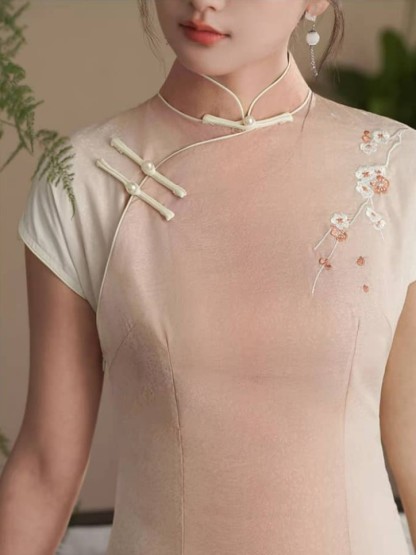 Ya Fen Cap Sleeve Cheongsam-The Black Bow-
