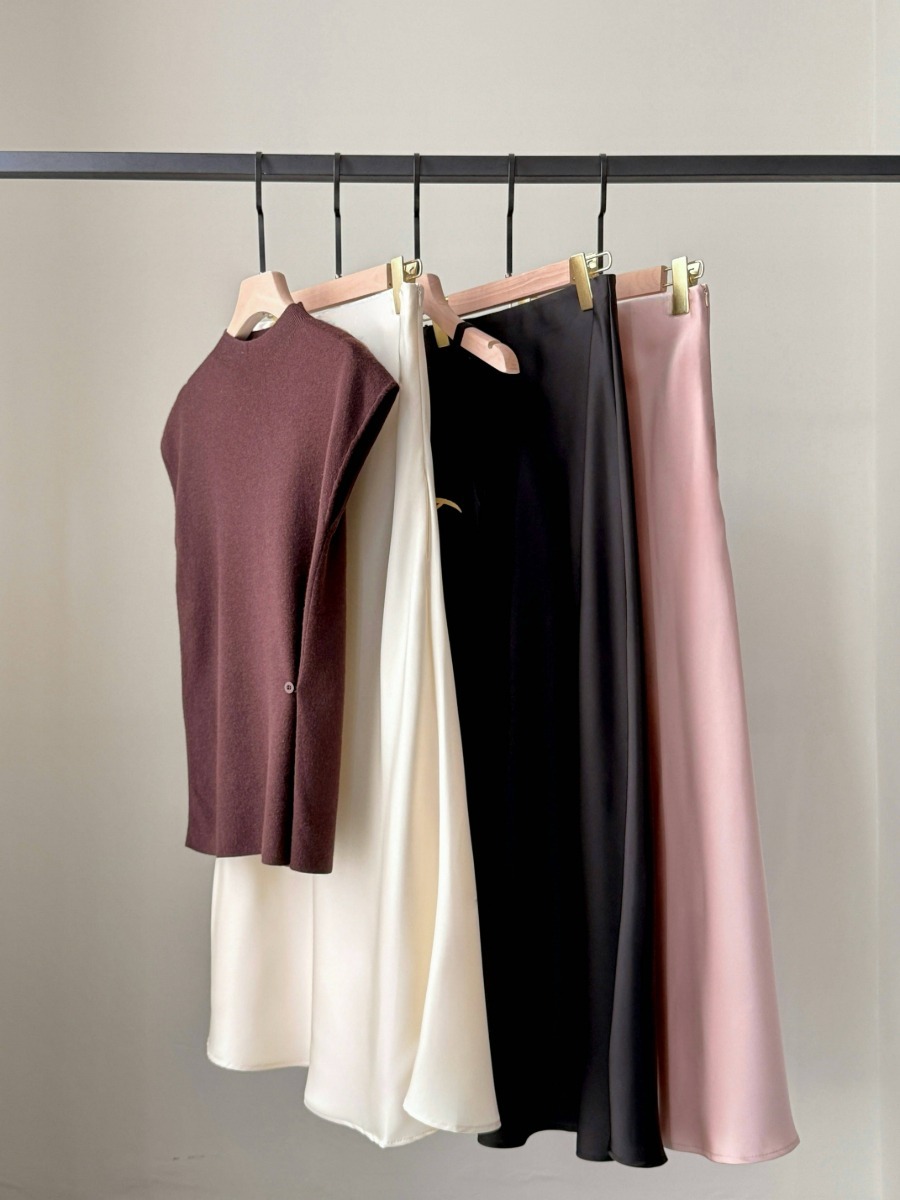 Cacaly Satin Bias Cutting Skirt