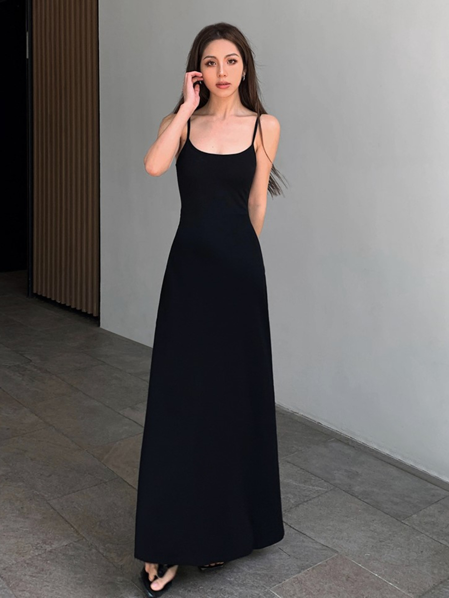 Unelly Cami Maxi Knit Dress (Padded & Non-padded)-The Black Bow-