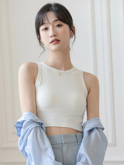 Xandy Halter Neck Cropped Padded Singlet-The Black Bow-