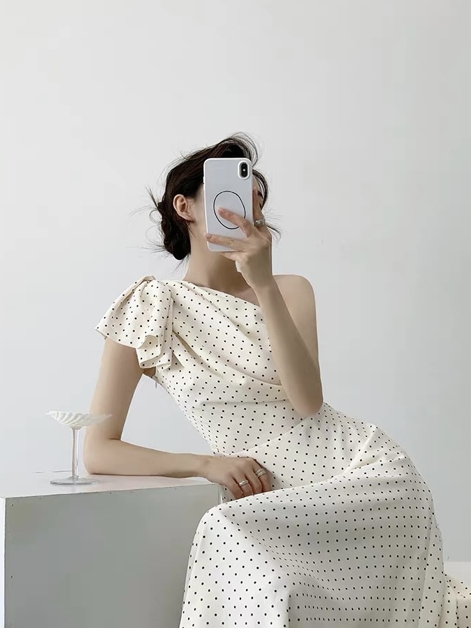 Katry Bow Shoulder A-Line Dress