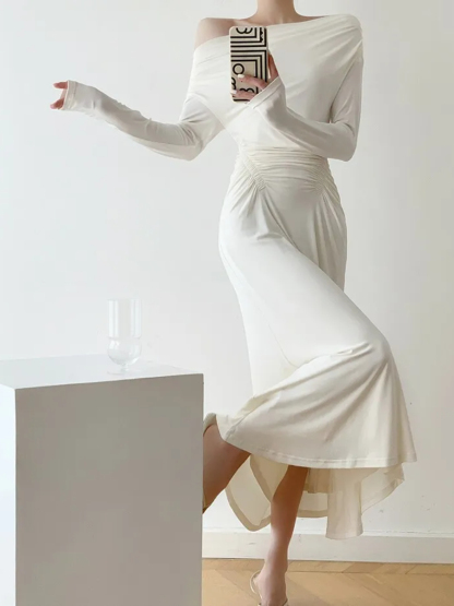 Haadya Off Shoulder Waist Ruched Dress-The Black Bow-