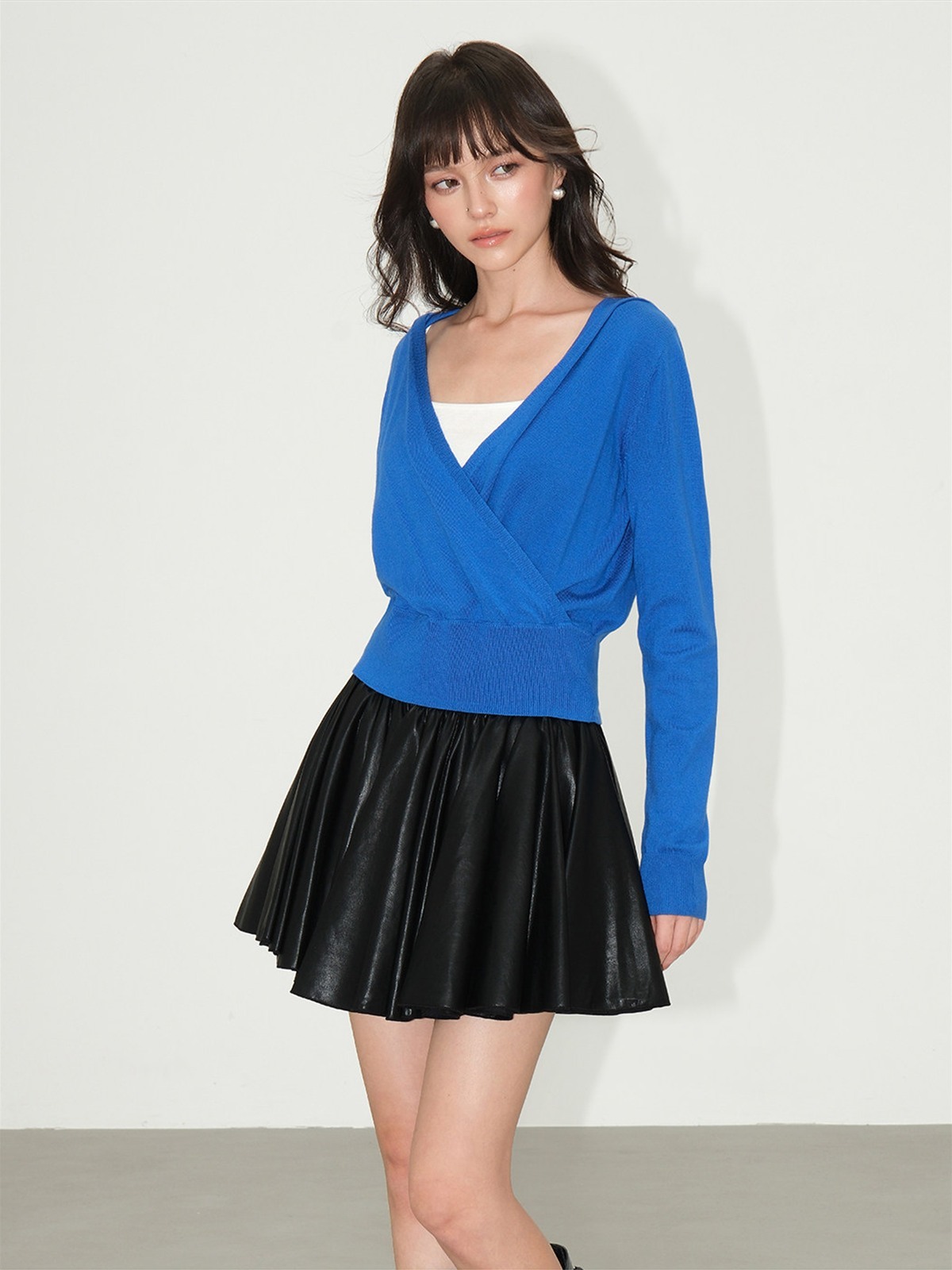 Juliet Pleated Faux Leather Mini Skirt